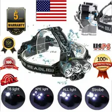 Светодиодный налобный фонарь 90000LM супер-яркий 5 X XM-L T6 головной светильник вспышка светильник Головной фонарь горячий головной светильник
