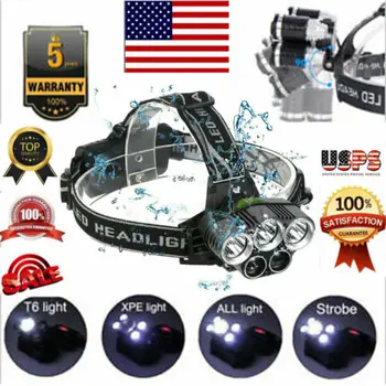

LED Headlamp 90000LM Super-bright 5 X XM-L T6 Headlight Flashlight Head Torch Hot Head Light