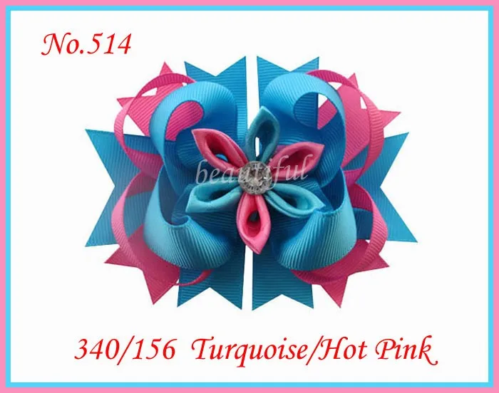 

free shipping 300pcs 4.5'' romantic hair bows layered kanzashi hair bows girl hair accessories petal flower hair clips C