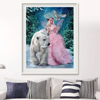 

5D Diy Diamond Painting Full Round Diamond Draw Beauty And The Beast Wall Art Painting Decoration Home Canvas Print Unframed