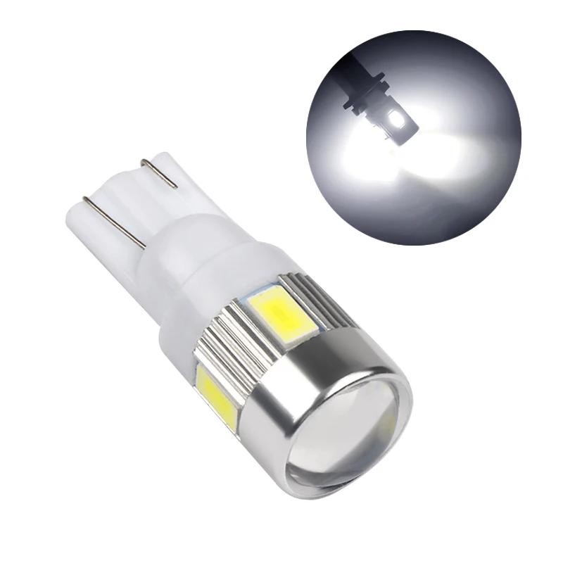 

2Pcs Car Signal Lights T10 W5W LED Bulb Error Free 6SMD Car Interior Light Canbus Turn Signal Brake Lamp Bulbs 5630 12V