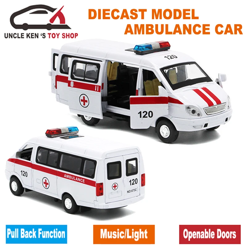 Tanie Diecast rosyjski pogotowia GAZ Gazel skala modelu, metalowy samochód zabawki dla chłopców lub dzieci jako prezenty z funkcji