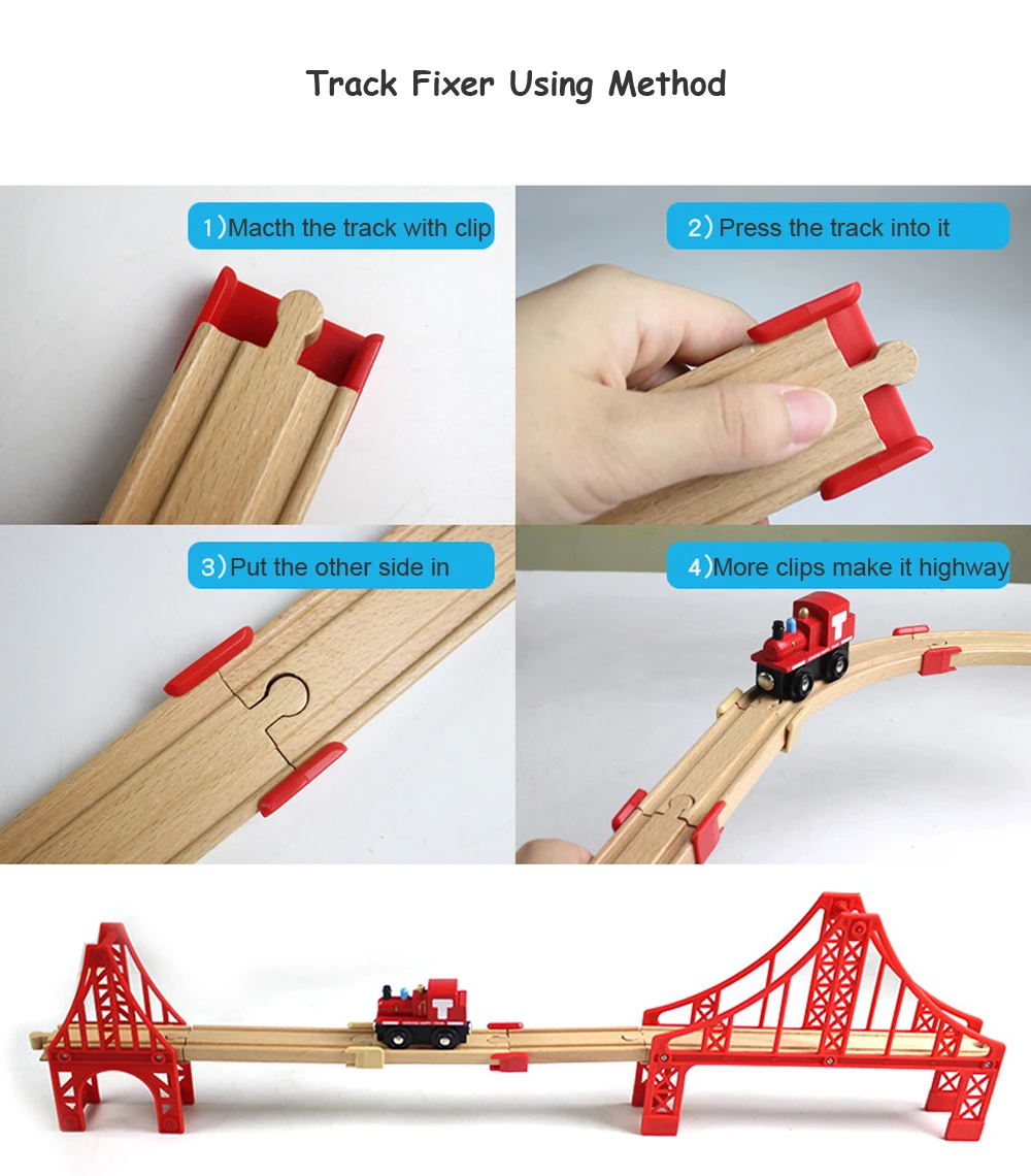 Beech Wooden Train Track Railway Bridge Tunnel Accessories Fit for Brio Wood Train Pieces Educational Toys for Children Gifts monster truck toys