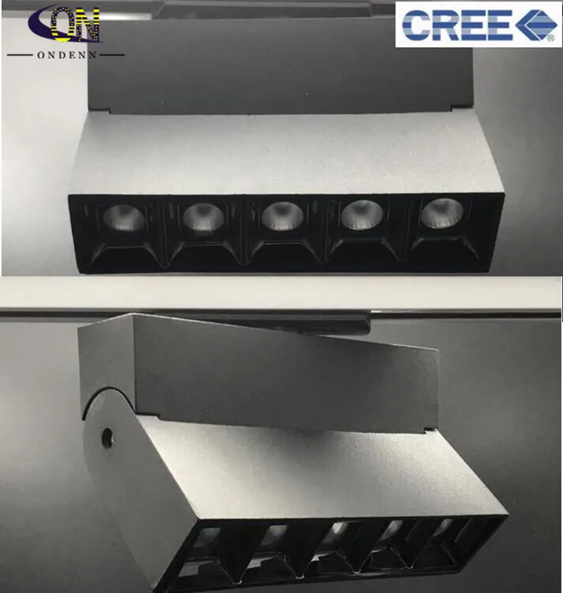 CREE Dimmable 10 Вт 15 Вт 20 Вт 30 Вт Светодиодный фонарь AC110-220V светодиодный рельсовый фонарь теплый холодный белый Встраиваемый трек прожектор