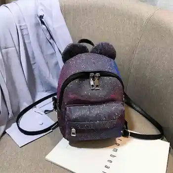 

FGGS-Portable Women Sequins Backpack Girls Mini School Bags For Teenage Girls Backpack Women Small Travel Bag