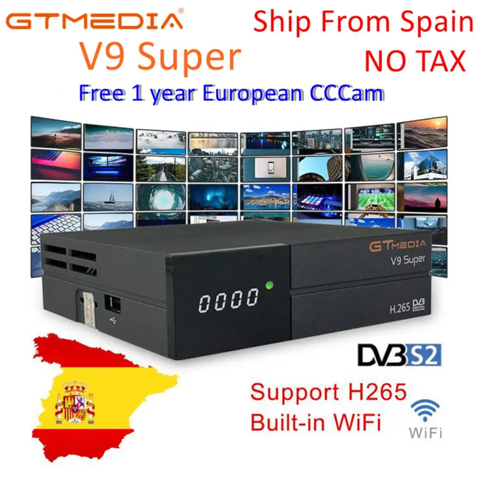 1PC GTMEDIA V9 Super Satellite TV Receiver DVB-S2 FULL HD 1080P Support PowerVu DRE &Biss key DLNA Receptor PK Freesat V8 Super 1PC GTMEDIA V9 Super Satellite TV Receiver DVB-S2 FULL HD 1080P Support PowerVu DRE &Biss key DLNA Receptor PK Freesat V8 Super