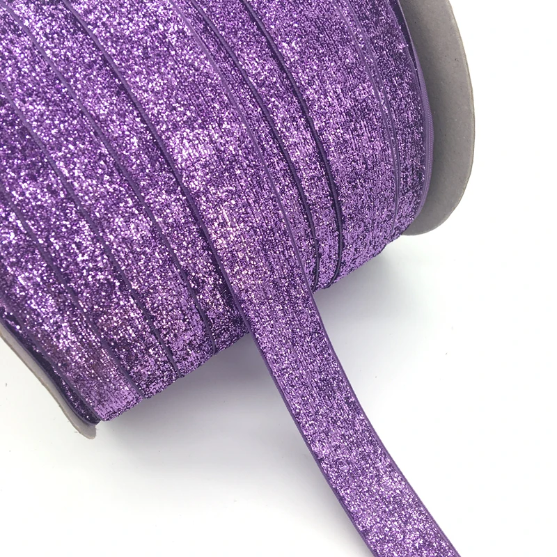 3 Yards 1"(25mm)Wide Glitter Purple Velvet Ribbon Headband Clips Bow Wedding Decoration