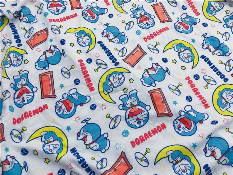 100*170cm Cartoon Doraemon fabric patchwork printed knitting cotton fabric for Tissue Kids boy