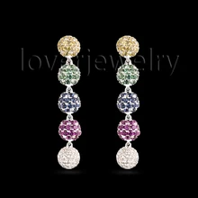 Роскошные длинные висячие серьги природный корунд бриллиант ювелирные изделия из белого золота 14 к NA0020