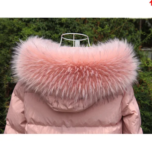 pink raccoon Lady Blinger, воротник из искусственного лисьего меха, для женщин и мужчин, унисекс, пуховик, капюшон, Декор, Воротник из меха енота, зимний, пэчворк, цветной меховой воротник - Цвет: pink raccoon