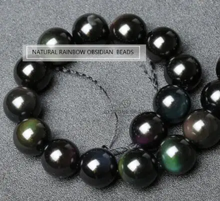 RAINBOW OBSIDIAN Натуральные черные радужные обсидиановые ледяные черные свободные бусины 4 6 8 10 12 14 мм подходят для Diy оберег бусины для браслета для изготовления ювелирных изделий Аксессуары - Цвет: RAINBOW OBSIDIAN