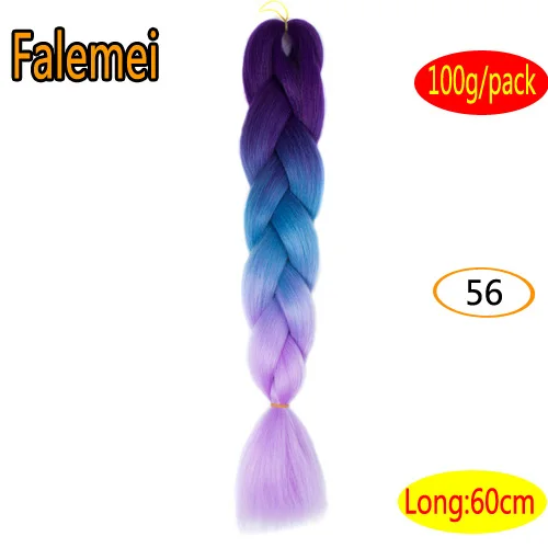 #99 FALEMEI 100 г/упак. 24 дюйма, вязанные косички, волосы, Омбре, два тона, цветные, огромные косички, волосы, синтетические волосы для кукол, вязанные волосы - Цвет: #99