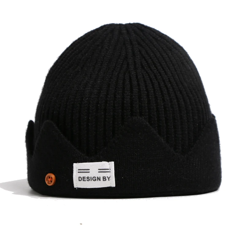Twill Children Beanies Caps Knitted Wool Cap Winter Hat Child Beanie Turban Headwear Stripes Sombrero Dark Colors Hedging - Цвет: C