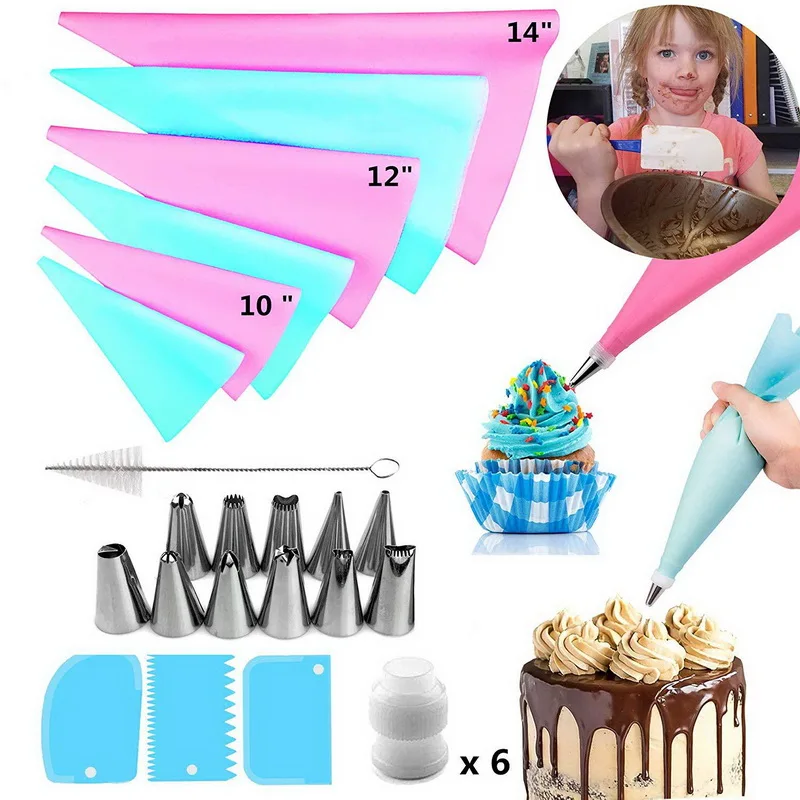 28pcs B 73 шт./компл. торт двухсторонний, для украшения рта комплект DIY украшения торта чехол выпечки набор силиконовые мешки муфты скребки цветок - Цвет: 28pcs