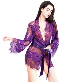 

Women's Sexy Lingerie Lace Underwear Babydoll Long Sleeve Short Transparent Robe Fashion Casual Sexy Clothing