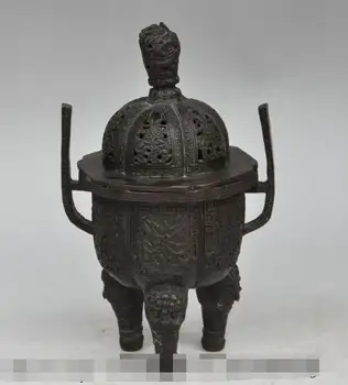 

Free shipping S00369 10" chinese bronze animal zodiac dragon beast head statue incense burner Censer