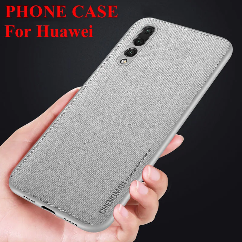 

For Huawei P20 Lite P20 Pro Case Cloth Distressed Hard Back Cover Soft Frame Fabric For Huawei P10 Plus Mate 10 Pro Phone Cases