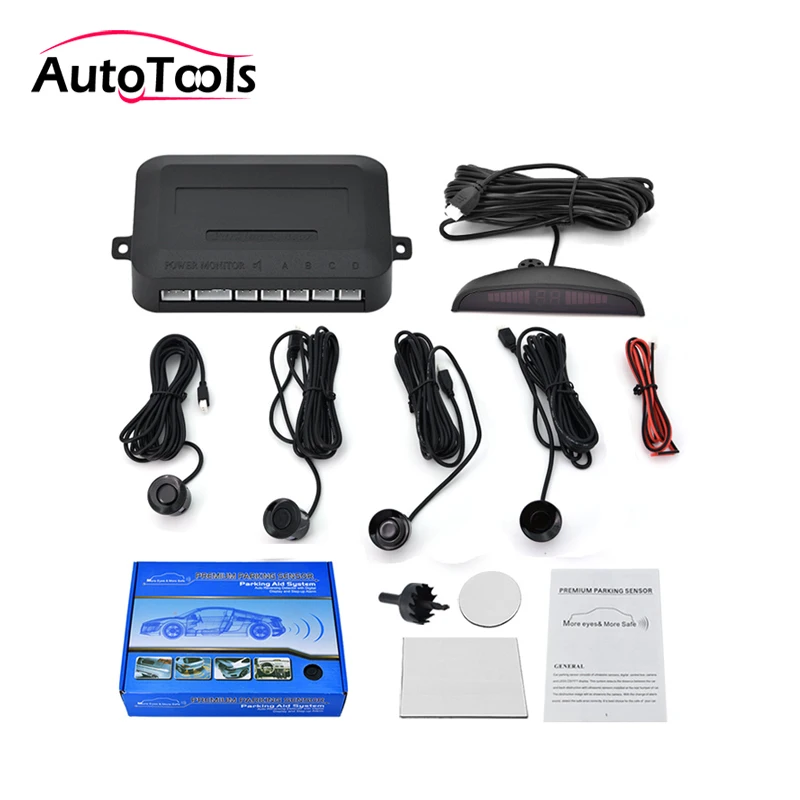 

10pcs/lot via DHL free 4 car Parking Sensor Reverse Backup Radar car Parking Monitor System car detectors LED Backlight Display