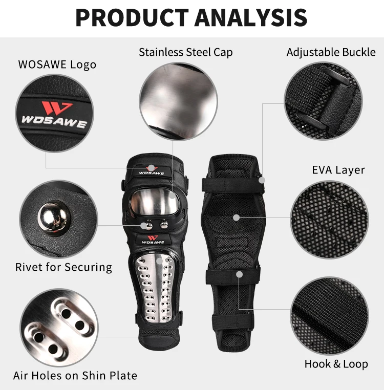 WOSAWE открытый спортивный коленный протектор из нержавеющей стали Защитные колодки набор передач Велоспорт мотоцикл сноуборд Защита наколенники
