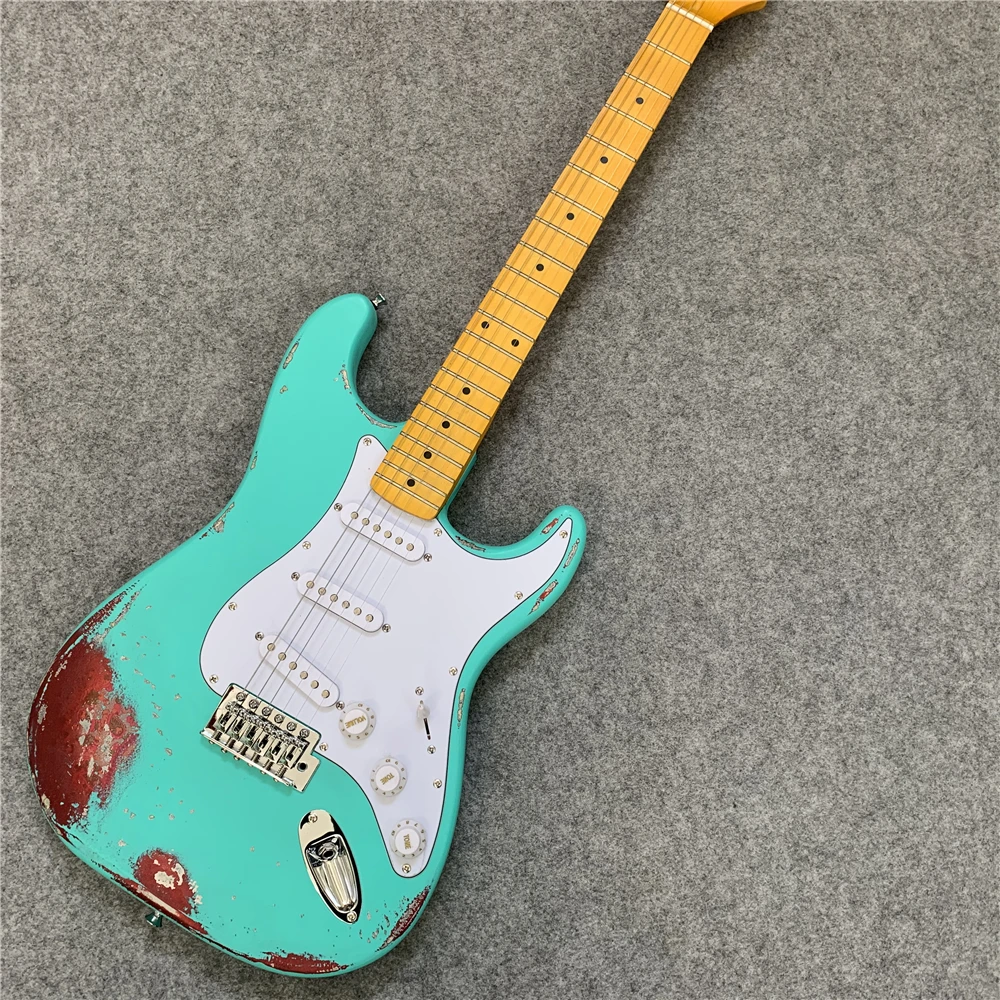 

In stock, cattle strand pillow, retro, relic green electric guitar, precision production. Free shipping.