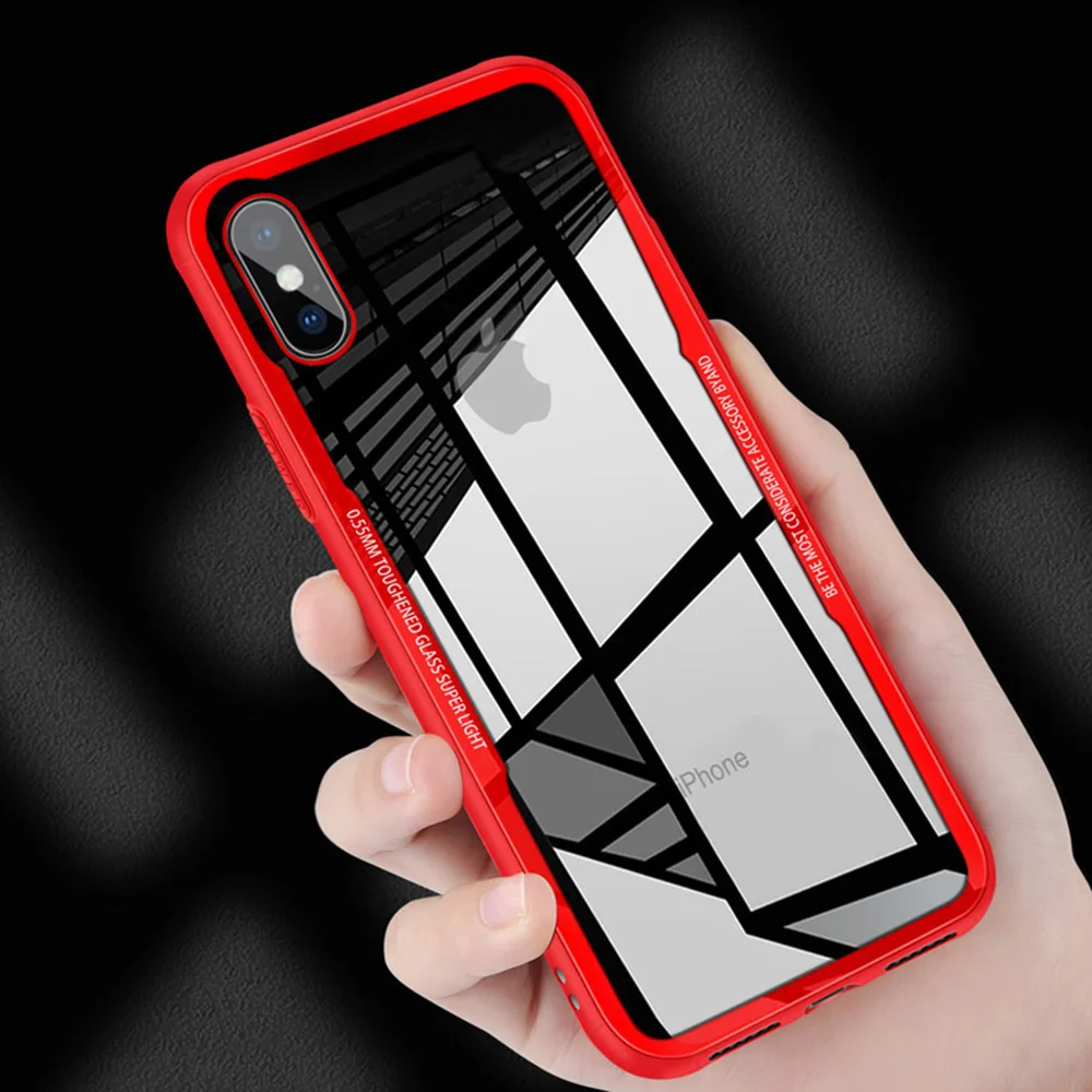 7-USLION-Shockproof-Armor-Phone-Case-For-iPhone-X-8-Transparent-Tempered-Glass-Back-Cover-Clear-Cases