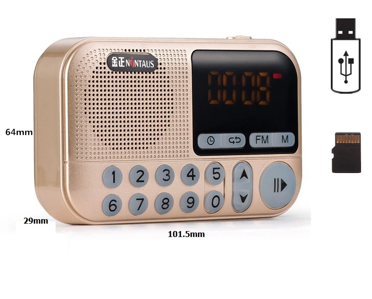 

Pocket Radio FM Radio Mini Portable Rechargeable Radio Receiver Speaker Support USB TF Card Music MP3 Player Gift for Old Good