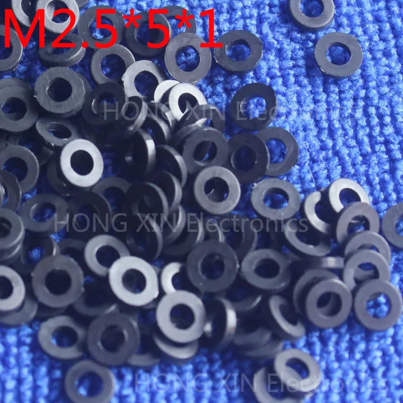 

M2.5*5*1 Black 100pcs Nylon Washer Plastic Flat Spacer Washer Thickness circular round Gasket Ring High Quality circular