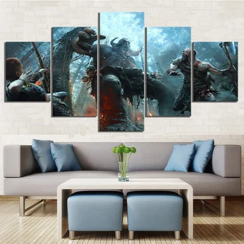 

Canvas Painting Prints Home Decoration HD 5 Panel God Of War Game Wall Artwork Modular Pictures Posters Living Room Framework