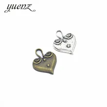 Yuenz 6 pçs cor de prata antigo metal pingentes coração encantos jóias fazendo descobertas para diy acessórios 23*19mm a33