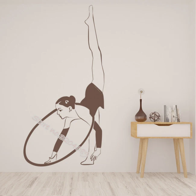 Elegant Gymnast Hoop Gymnastics Dancing Wall Sticker For Bedroom Art