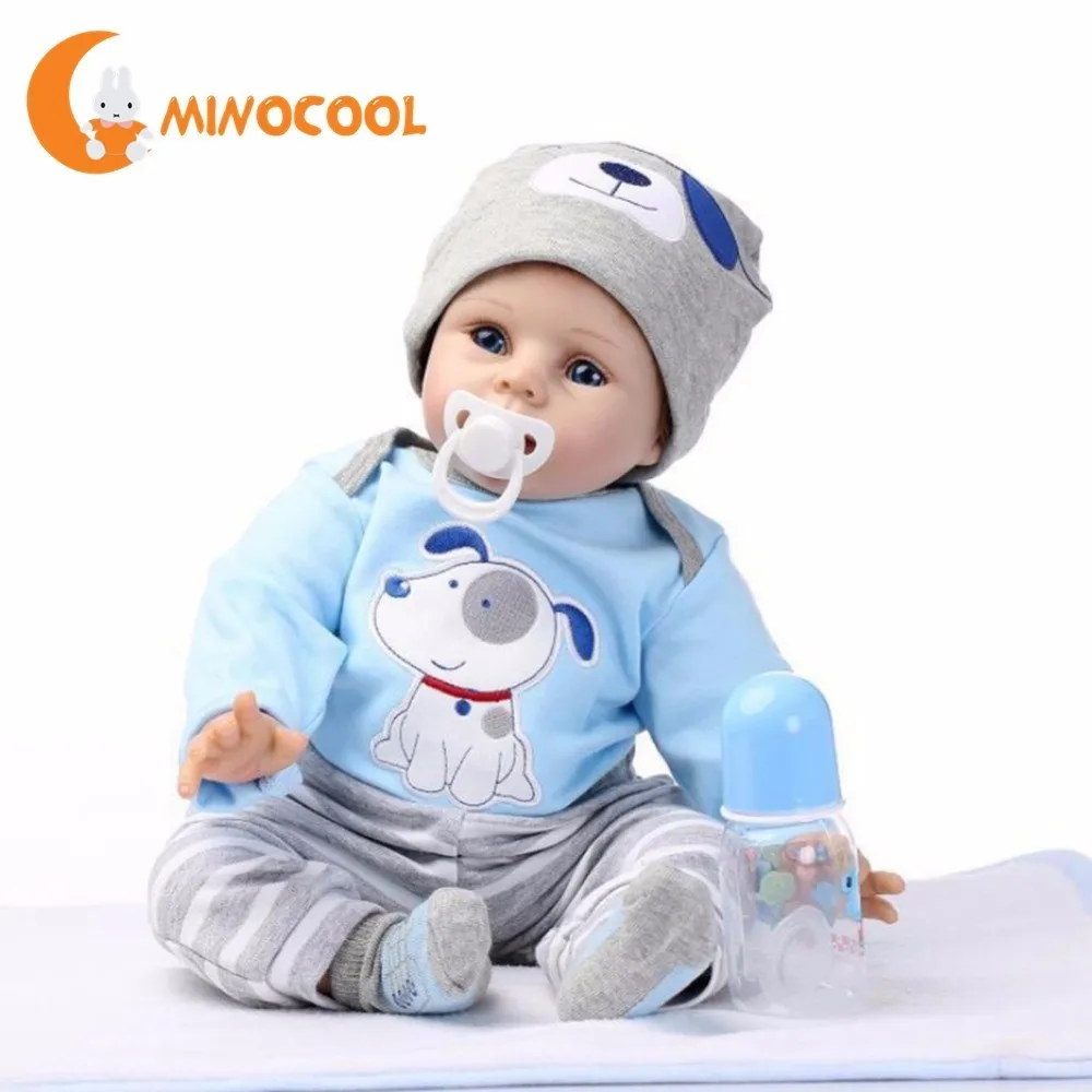 

55cm Newest Reborn Doll Baby Simulation Silicone Full Body Reborn Dolls with Bottle Nipple Hat Fashion Doll Christmas Gift