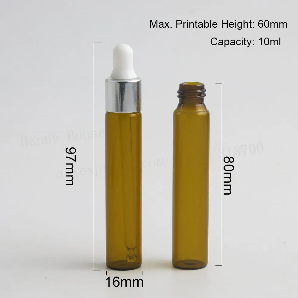30 x 10ml New Arrival Refillable Clear Amber Glass Essential Oil Dropper Vials 1 3oz Rubber 3