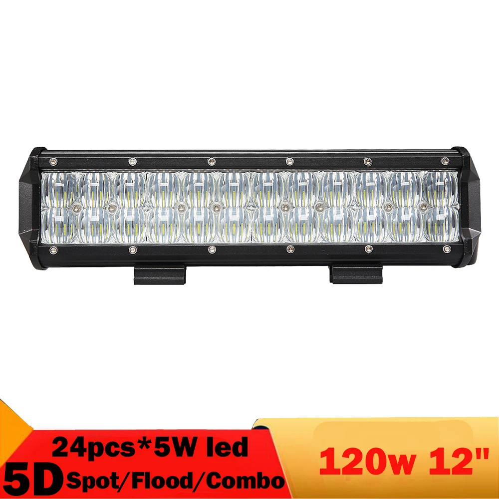 

120W Spot/Flood/combo beam 5D led work light 6000k ip68 waterproof 12 inch led light bar for offroad mining and heavy equipment