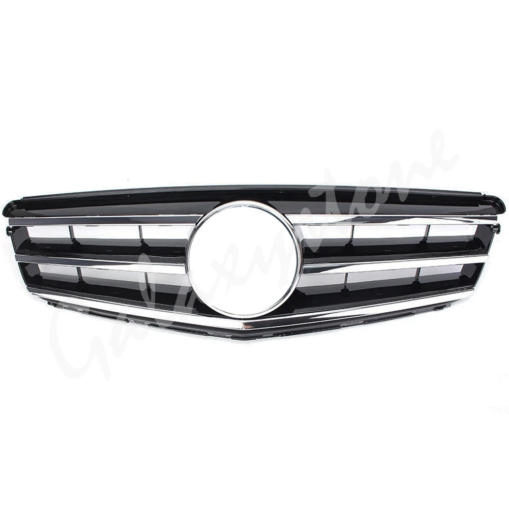 Black And SIlver Передний верхний гриль подходит для Mercedes Benz W204 c-класс 2008 2009 2010 2011 2012 2013 AMG GT черный бриллиант Серебристая решетка C180 - Цвет: Black And SIlver