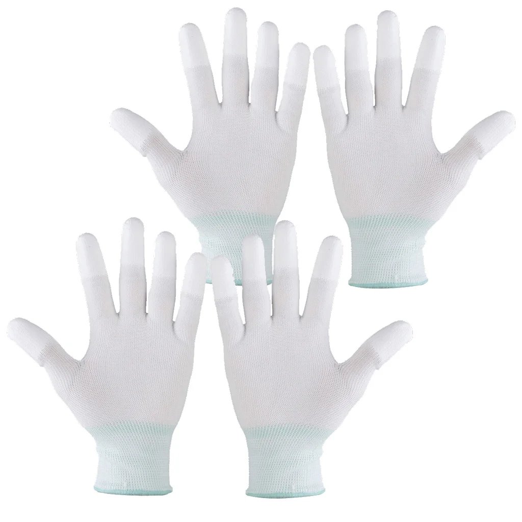 2 Pairs Dust-free White Nylon Seamless Quilting Gloves DIY Apparel Sewing Tool For Machine Quilter Sewing Work 