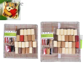 

Lychee Life Cartoon Love Bear Pattern Latch Hook Kits Unfinished Embroidery Pillowcase DIY Needlework Material Supplies