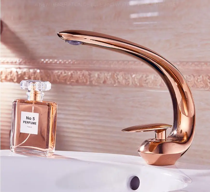 Rose Gold Basin Faucet Modern Bathroom Sink Mixer