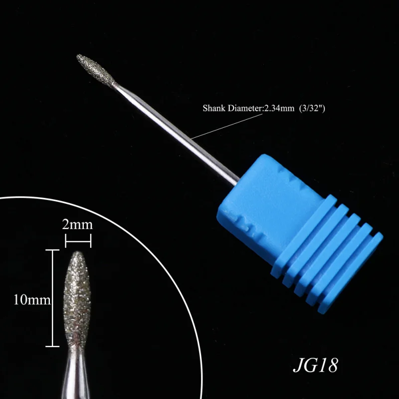 1 шт., электрическая дрель для ногтей, алмазные сверла с острым концом 3/32 дюйма, кутикула для маникюра, педикюра, аксессуары для дизайна ногтей, сверло CHJG18-31 - Цвет: JG18