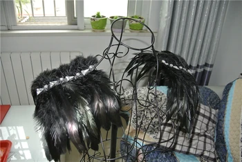 

black feather epaulette pads Carnival feather shoulder feather shawl shrug black color