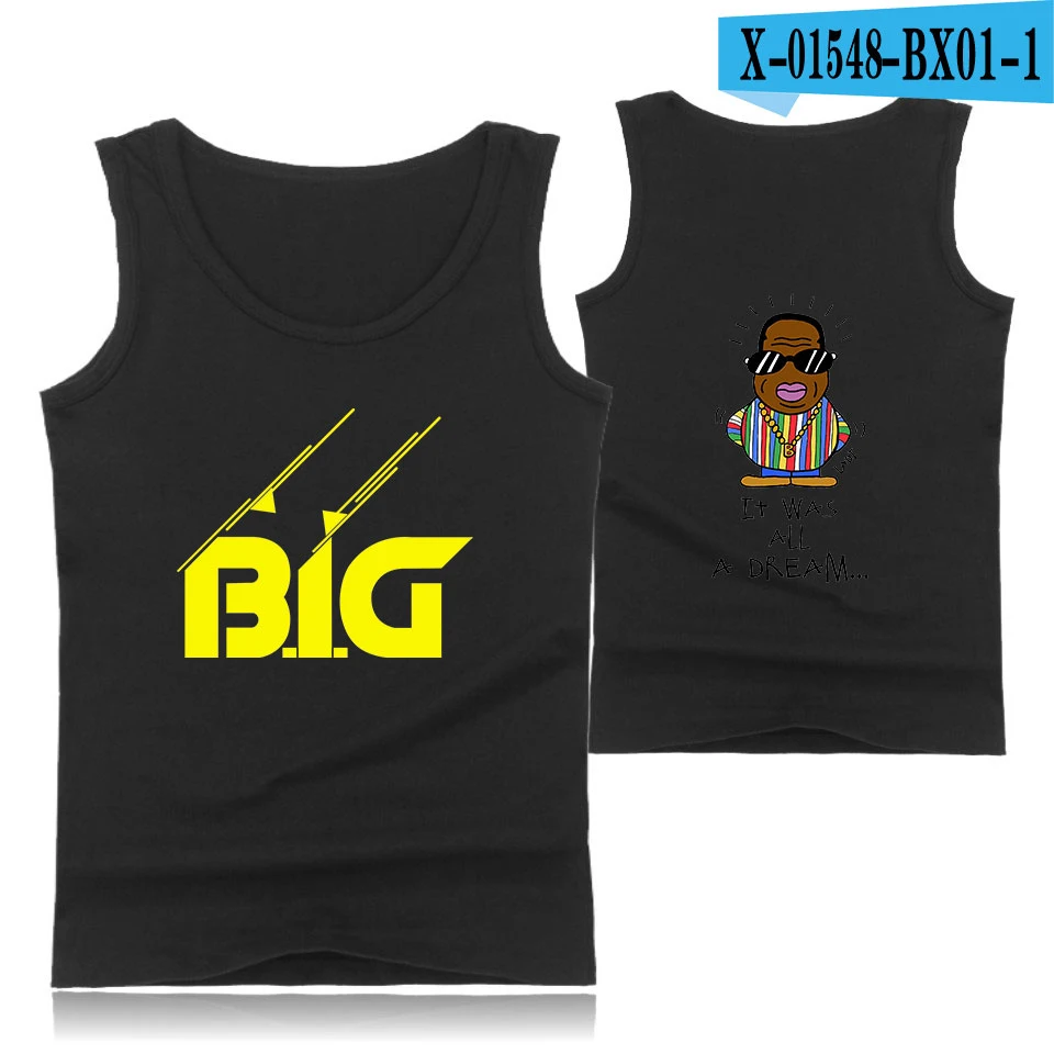 B.I.G майка с принтом BIGGIE Модная стильная хипстерская Удобная популярная летняя футболка с круглым вырезом без рукавов для мужчин и женщин - Цвет: A