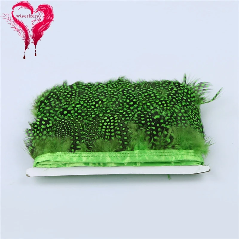 7 apple green guinea fowl feather trims 1