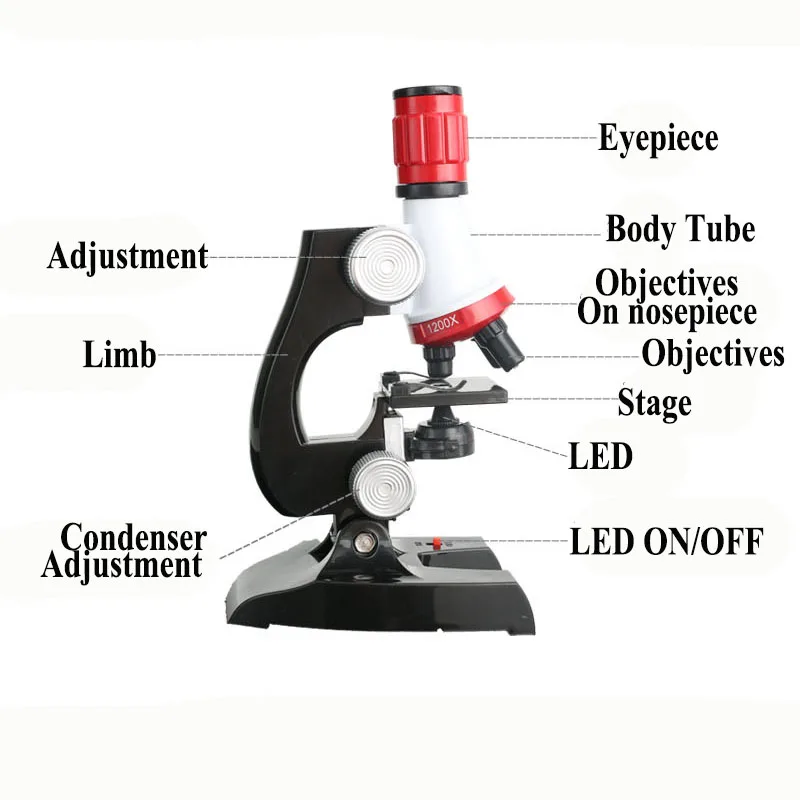 100X-1200X микроскоп набор обучающая игрушка подарок для детей ролевые игры Школьная лаборатория обучающие игрушки