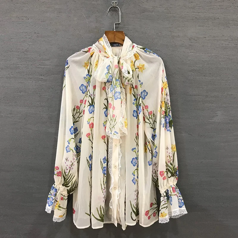 

Wide Tops Big Size Women's Long Sleeve High Quality Tops Female Summer Chiffon Casual Shirt
