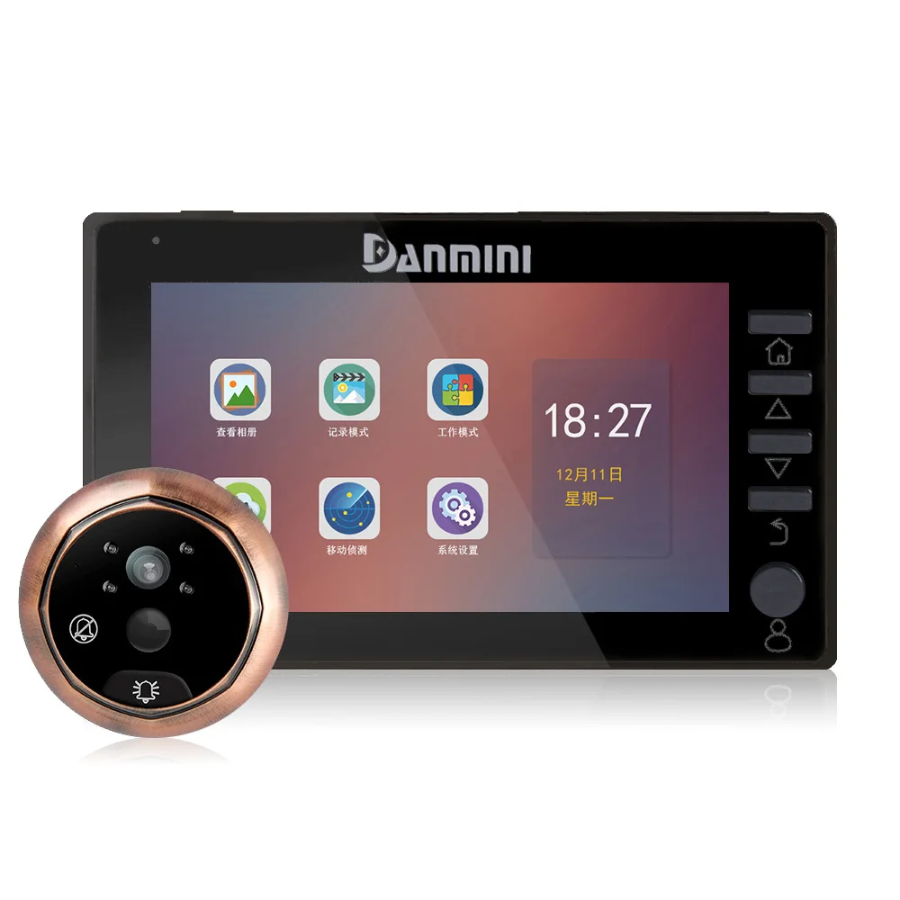  DANMINI New 4.5 inch Video Door Phone 170 Degree Peephole Viewer Outdoor IR Night Vision Door Camer