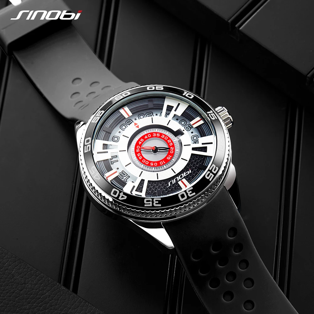 2019 SINOBI Car Dashboard Speed New Creative Watch Men Luxury Brand Silicone Band 100% Stainless Steel Men Wristwatches Clock