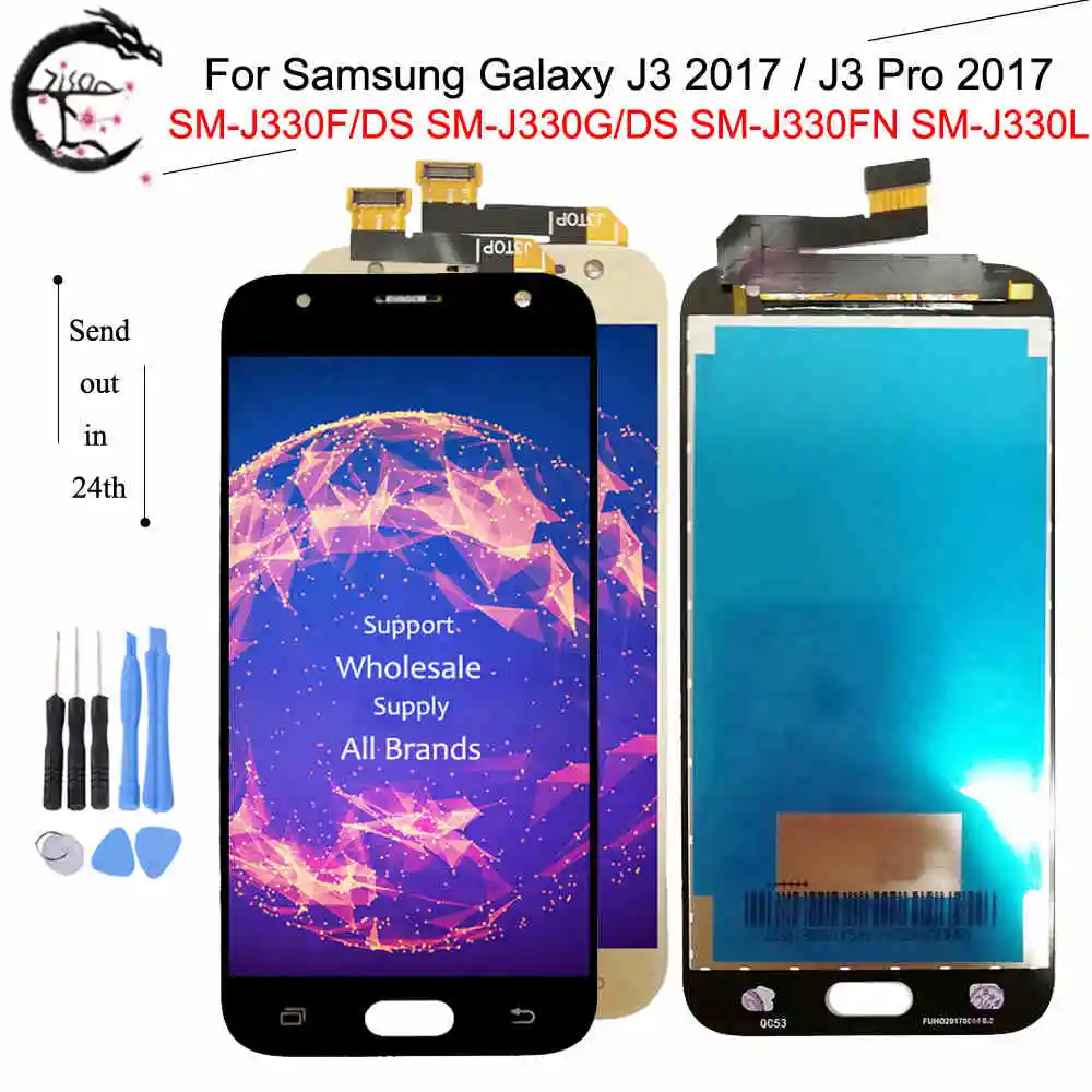 

LCD For Samsung Galaxy J3 2017 J330 J330F Display Screen Touch Digitizer Assembly J3 Pro 2017 J330G J330FN J330L Full LCD Adjust