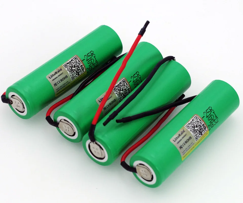 4 шт. Liitokala 18650 2500 mAh аккумулятор 3,6 V INR18650-25R 20A разрядка+ DIY Силикагель кабель