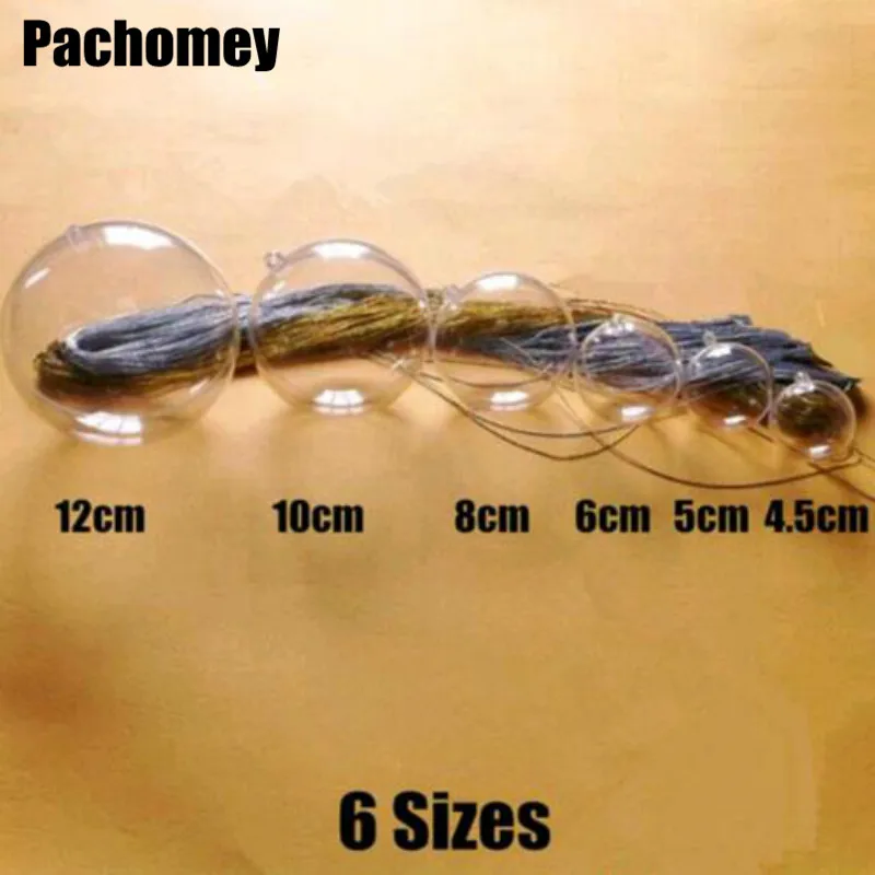 

6 Sizes Romantic Design Christmas Decorations Ball Transparent Can Open Plastic Christmas Clear Bauble Ornament Gift MCC006
