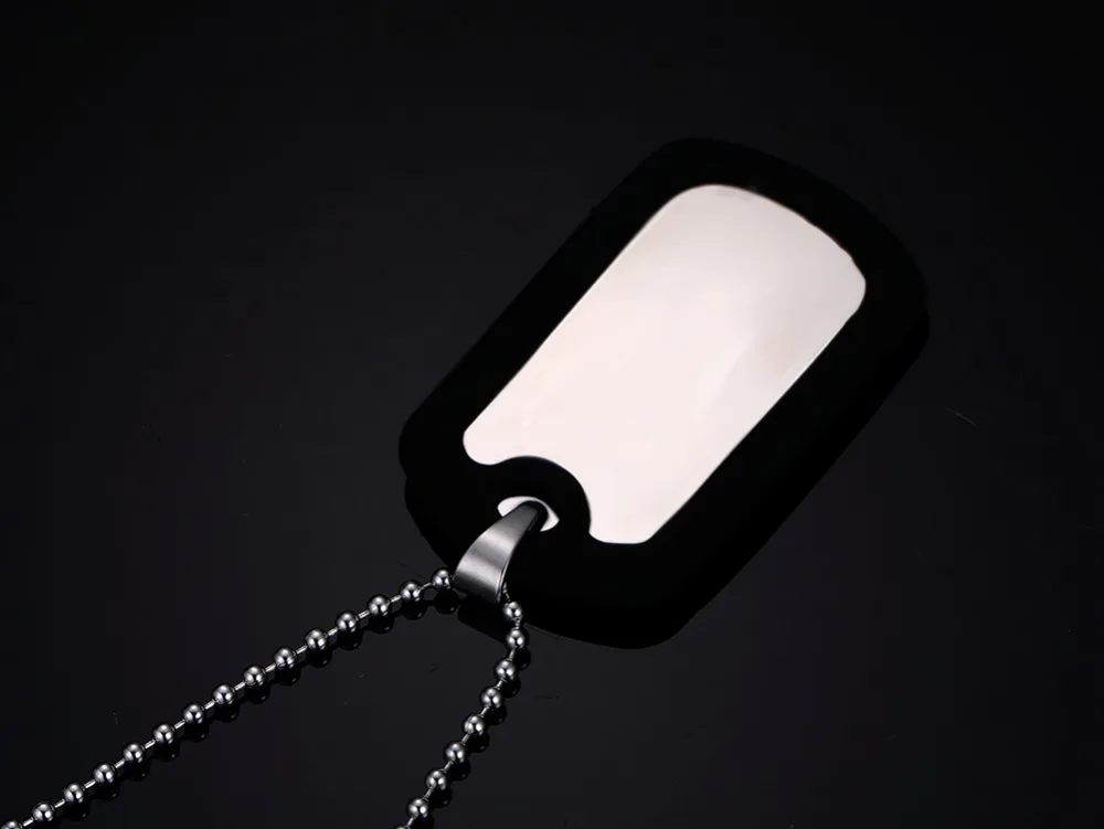 Vnox персонализированные ID Цепочки и ожерелья подвеска Нержавеющая сталь и Силиконовые dog tag ювелирные изделия обеспечить выгравировать сервис