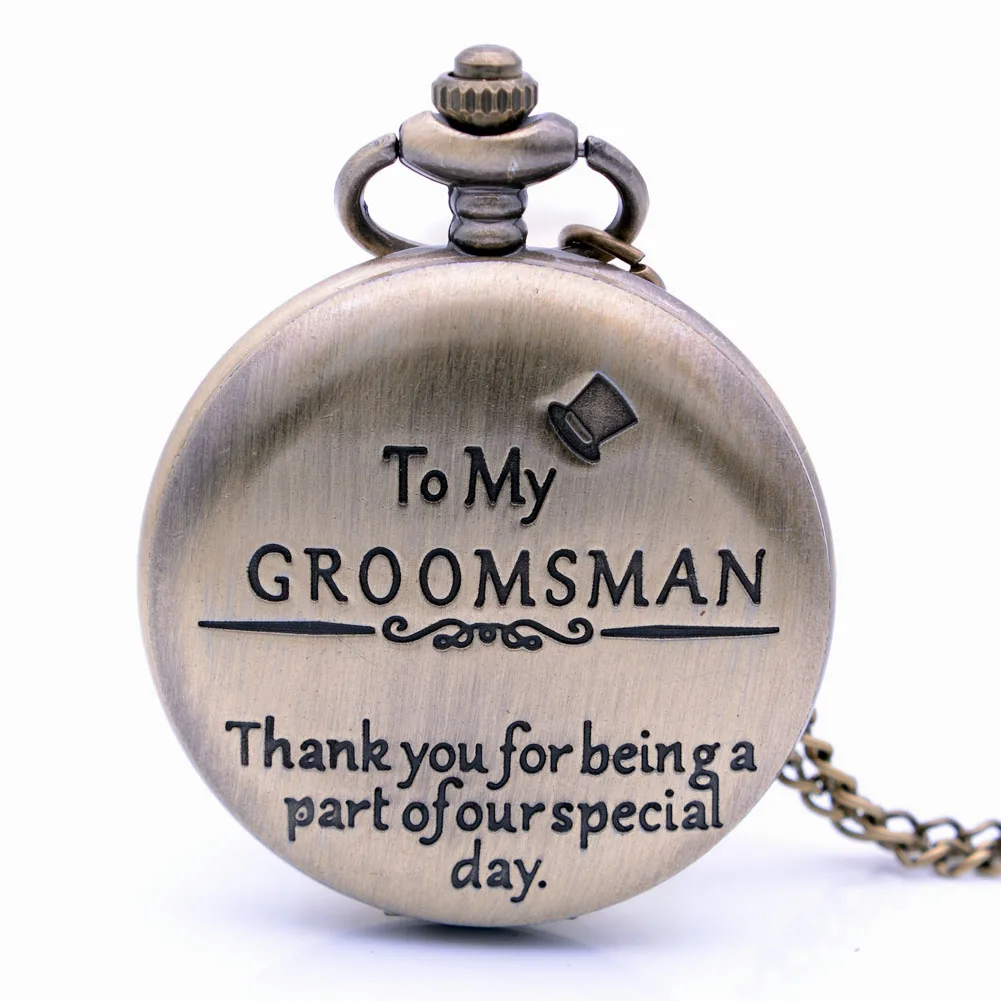 

Vintage Retro To My Groomsman Quartz Pocket Watch Mens Watch Pendant Necklace Chain Best Man Wedding Gifts Relogio De Montres